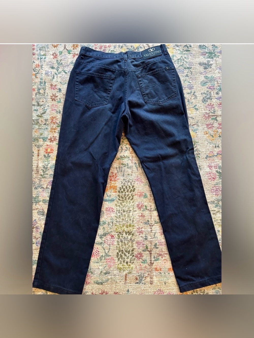 Valentino Jeans Navy Straight Leg Designer Pants Men's Size 34 Made in Italy